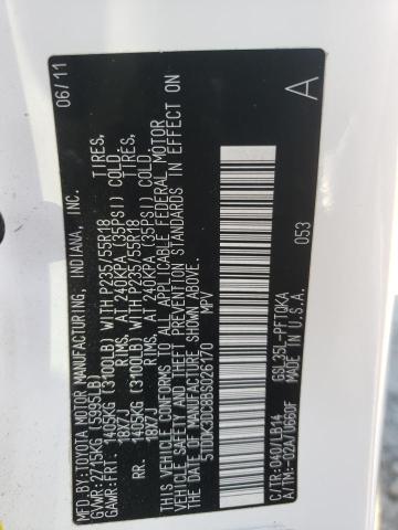 Photo 14 from auction – 2011 TOYOTA SIENNA XLE with VIN 5TDDK3DC8BS026170