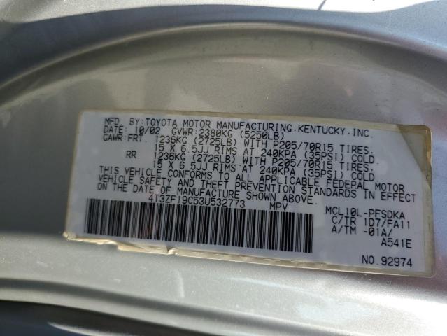 Photo 14 from auction – 2003 TOYOTA SIENNA CE with VIN 4T3ZF19C53U532773