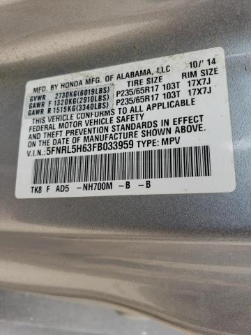 Photo 14 from auction – 2015 HONDA ODYSSEY EX with VIN 5FNRL5H63FB033959