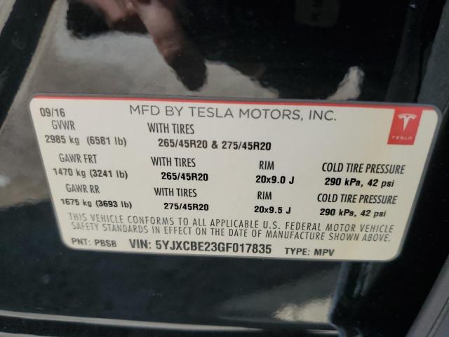 Photo 14 from auction – 2016 TESLA MODEL X with VIN 5YJXCBE23GF017835
