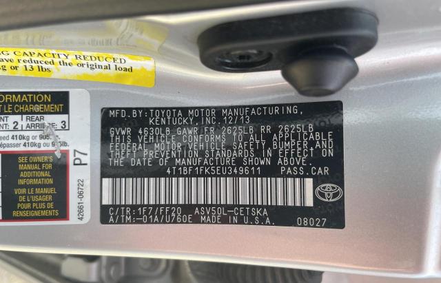 Photo 10 from auction – 2014 TOYOTA CAMRY L with VIN 4T1BF1FK5EU349611