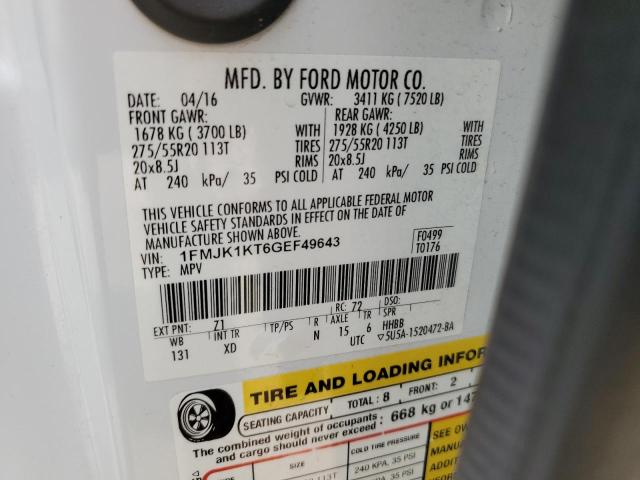 Photo 14 from auction – 2016 FORD EXPEDITION with VIN 1FMJK1KT6GEF49643