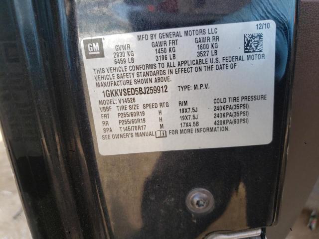 Photo 14 from auction – 2011 GMC ACADIA SLT with VIN 1GKKVSED5BJ259912