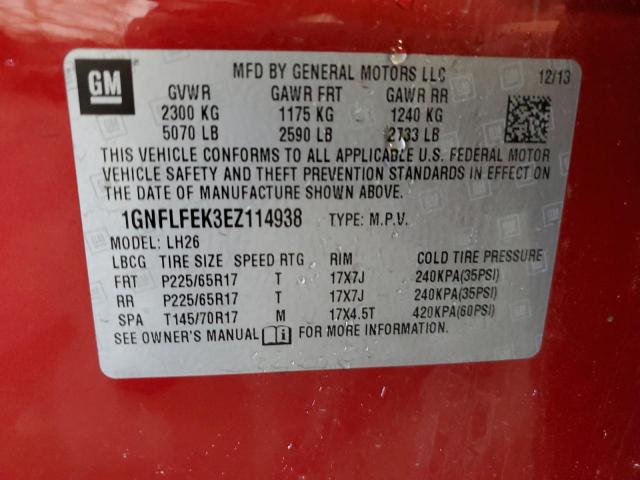 Photo 14 from auction – 2014 CHEVROLET EQUINOX LT with VIN 1GNFLFEK3EZ114938
