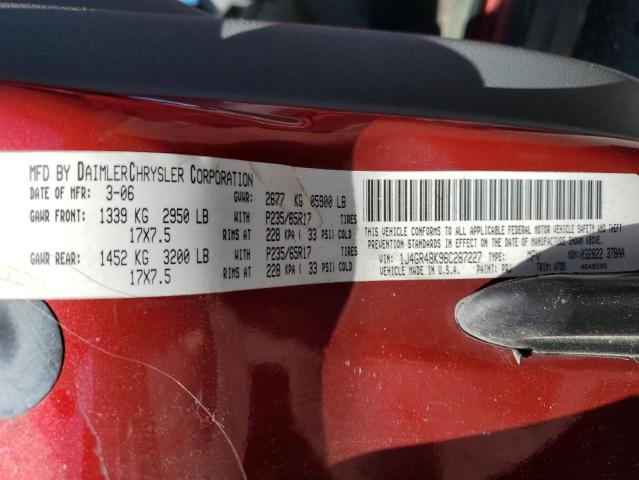 Photo 14 from auction – 2006 JEEP GRAND CHER with VIN 1J4GR48K96C287227
