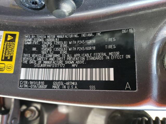صورة رقم 14 من المزاد - 2015 TOYOTA HIGHLANDER مع VIN 5TDJKRFH4FS177172