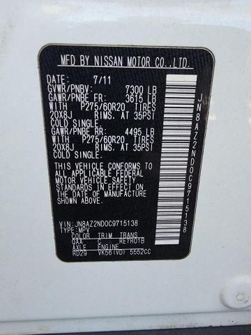 Photo 10 from auction – 2012 INFINITI QX56 with VIN JN8AZ2ND0C9715138