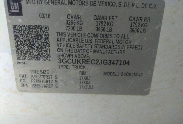 Photo 10 from auction – 2018 CHEVROLET SILVERADO with VIN 3GCUKREC2JG347104