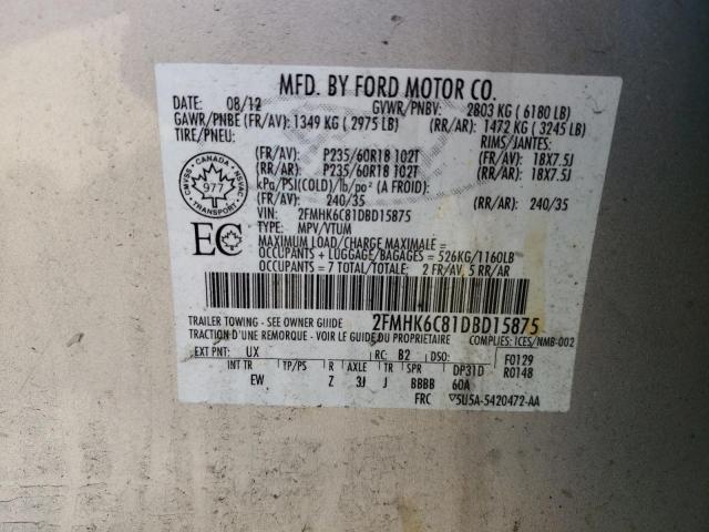 Photo 14 from auction – 2013 FORD FLEX SEL with VIN 2FMHK6C81DBD15875