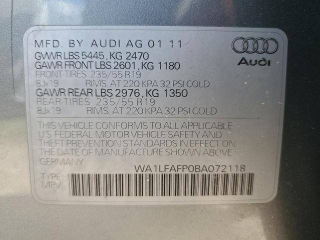 Photo 14 from auction – 2011 AUDI Q5 PREMIUM with VIN WA1LFAFP0BA072118