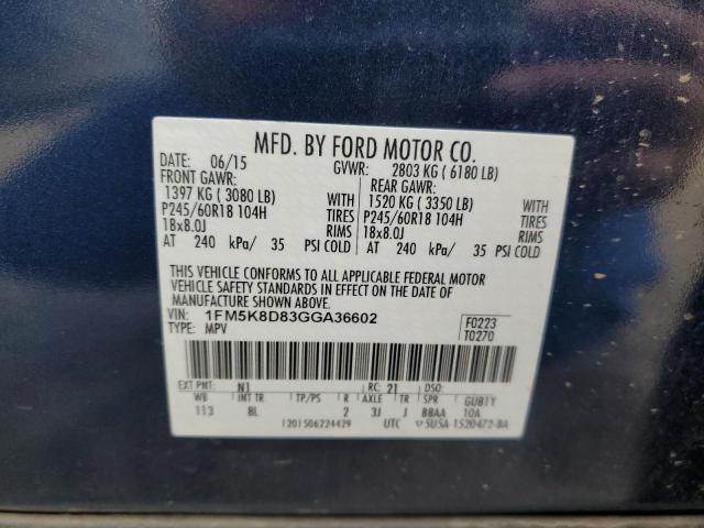 Photo 14 from auction – 2016 FORD EXPLORER X with VIN 1FM5K8D83GGA36602