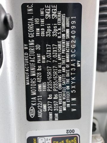 Photo 14 from auction – 2012 KIA SORENTO BA with VIN 5XYKT3A13CG240991