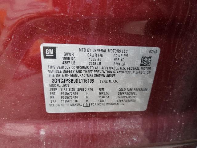 Photo 14 from auction – 2016 CHEVROLET TRAX 1LT with VIN 3GNCJPSB9GL116108