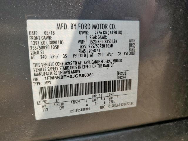 Photo 14 from auction – 2018 FORD EXPLORER L with VIN 1FM5K8FH0JGB86381