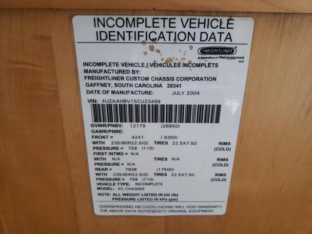 Photo 10 from auction – 2005 FREIGHTLINER XC CHASSIS with VIN 4UZAAHBV15CU23499