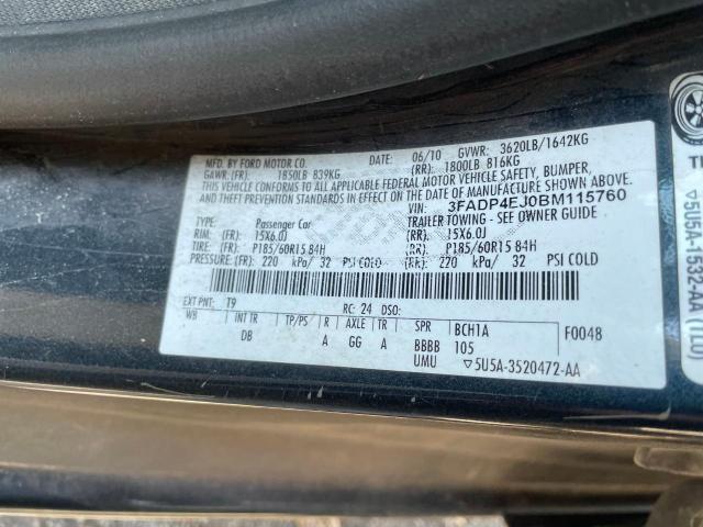Photo 10 from auction – 2011 FORD FIESTA SE with VIN 3FADP4EJ0BM115760