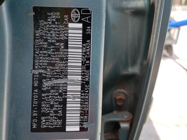 Photo 10 from auction – 2005 TOYOTA COROLLA CE with VIN 2T1BR30E05C551568