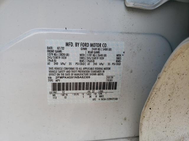 Photo 14 from auction – 2022 FORD EDGE SE with VIN 2FMPK4G91NBA82309