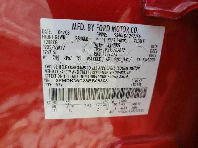 Photo 14 from auction – 2008 FORD EDGE SE with VIN 2FMDK36C28BB08303