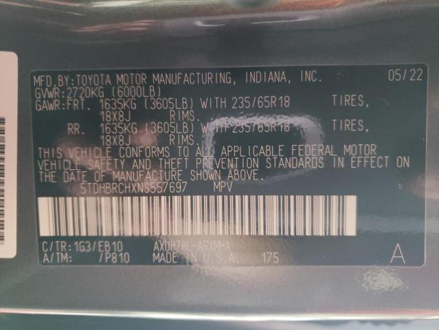 Photo 14 from auction – 2022 TOYOTA HIGHLANDER with VIN 5TDHBRCHXNS557697