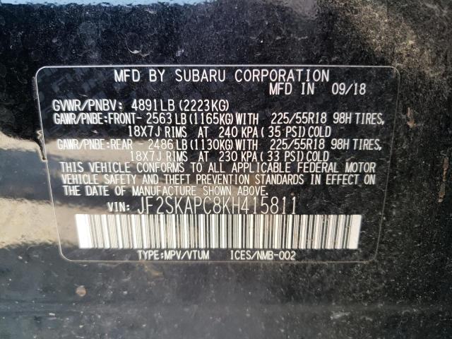 Photo 14 from auction – 2019 SUBARU FORESTER S with VIN JF2SKAPC8KH415811
