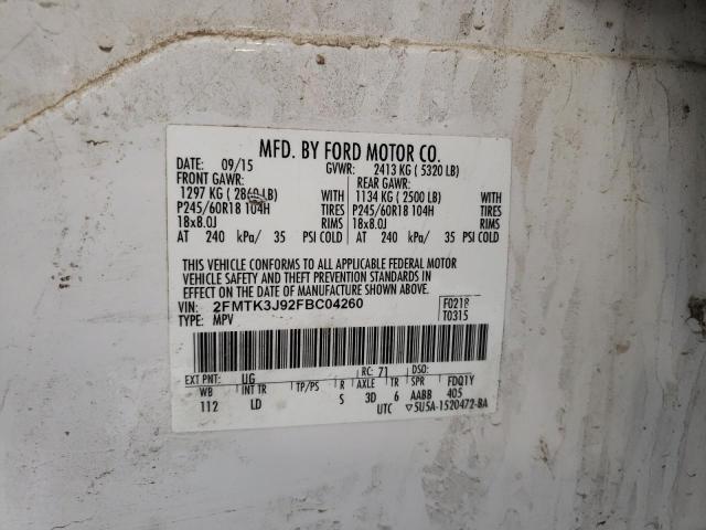 Photo 14 from auction – 2015 FORD EDGE SEL with VIN 2FMTK3J92FBC04260