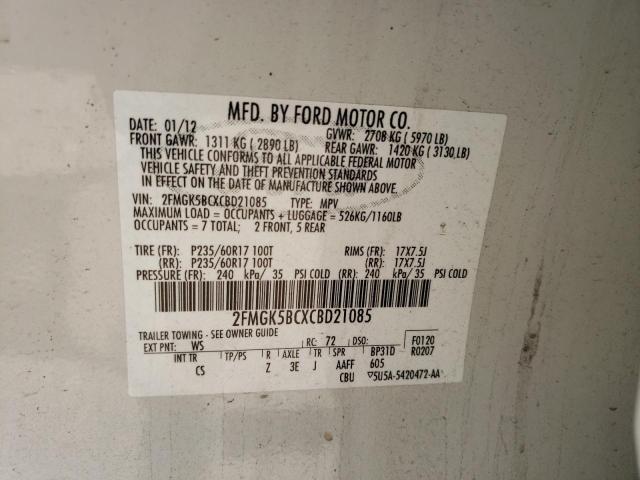 Photo 14 from auction – 2012 FORD FLEX SE with VIN 2FMGK5BCXCBD21085