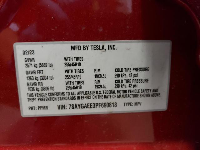 Photo 14 from auction – 2023 TESLA MODEL Y with VIN 7SAYGAEE3PF690818