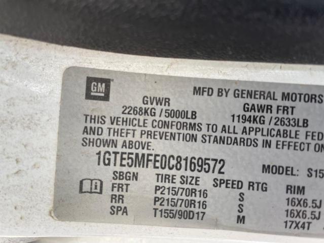 Photo 10 from auction – 2012 GMC CANYON SLE with VIN 1GTE5MFE0C8169572