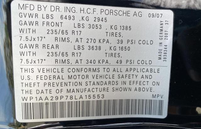 Photo 10 from auction – 2008 PORSCHE CAYENNE with VIN WP1AA29P78LA15553