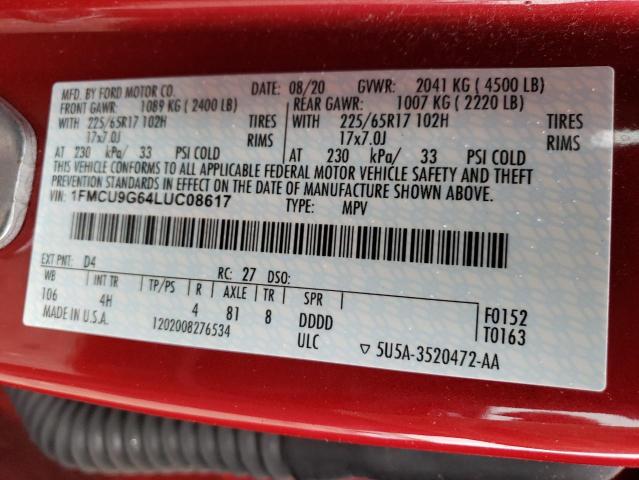 Photo 14 from auction – 2020 FORD ESCAPE SE with VIN 1FMCU9G64LUC08617