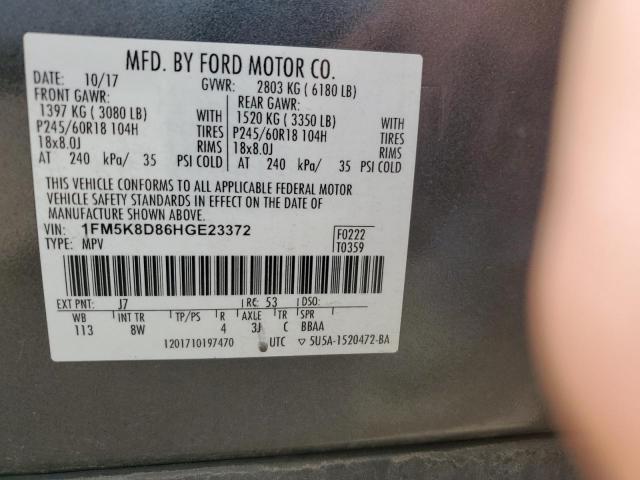 Photo 14 from auction – 2017 FORD EXPLORER X with VIN 1FM5K8D86HGE23372