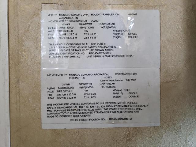 Photo 10 from auction – 2008 ROADMASTER RAIL MONOCOQUE with VIN 1RF42454282045125