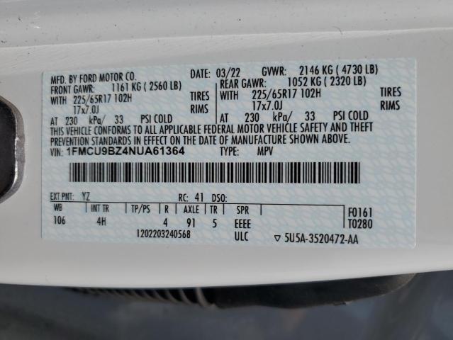 Photo 14 from auction – 2022 FORD ESCAPE SE with VIN 1FMCU9BZ4NUA61364