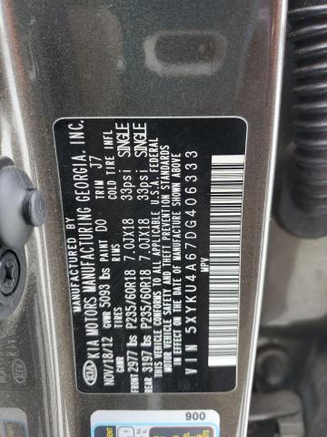 Photo 14 from auction – 2013 KIA SORENTO EX with VIN 5XYKU4A67DG406333