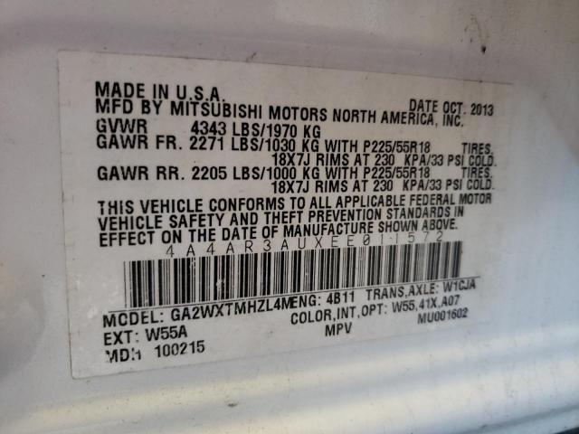Photo 14 from auction – 2014 MITSUBISHI OUTLANDER with VIN 4A4AR3AUXEE011572