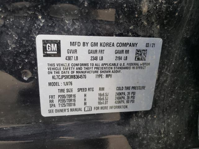 Photo 14 from auction – 2021 CHEVROLET TRAX 1LT with VIN KL7CJPSM3MB364570