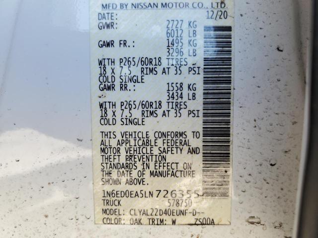 Photo 14 from auction – 2020 NISSAN FRONTIER S with VIN 1N6ED0EA5LN726355
