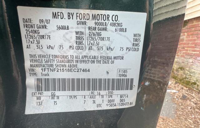 Photo 10 from auction – 2008 FORD F250 SUPER with VIN 1FTNF21518EC27464