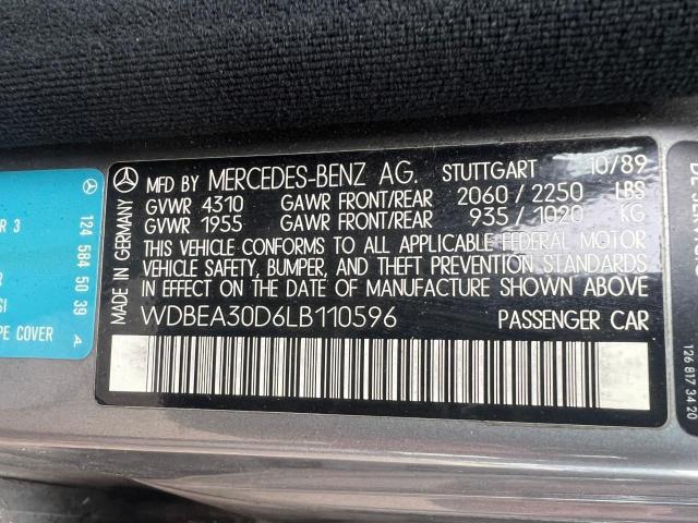 Photo 10 from auction – 1990 MERCEDES-BENZ 300 E with VIN WDBEA30D6LB110596