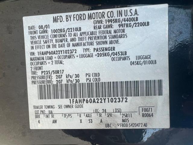 Photo 10 from auction – 2002 FORD THUNDERBIR with VIN 1FAHP60A22Y102372