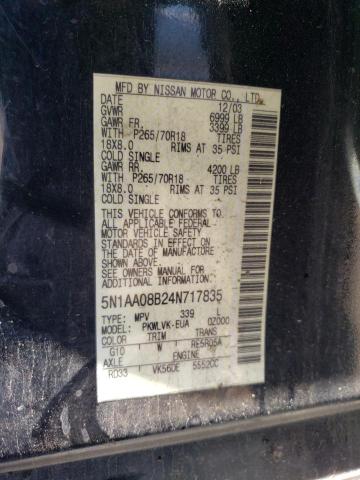 Photo 14 from auction – 2004 NISSAN ARMADA SE with VIN 5N1AA08B24N717835