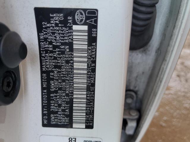 Photo 14 from auction – 2012 TOYOTA COROLLA BA with VIN 2T1BU4EE6CC774322