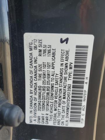 Photo 14 from auction – 2012 HONDA CR-V EXL with VIN 2HKRM3H72CH513563