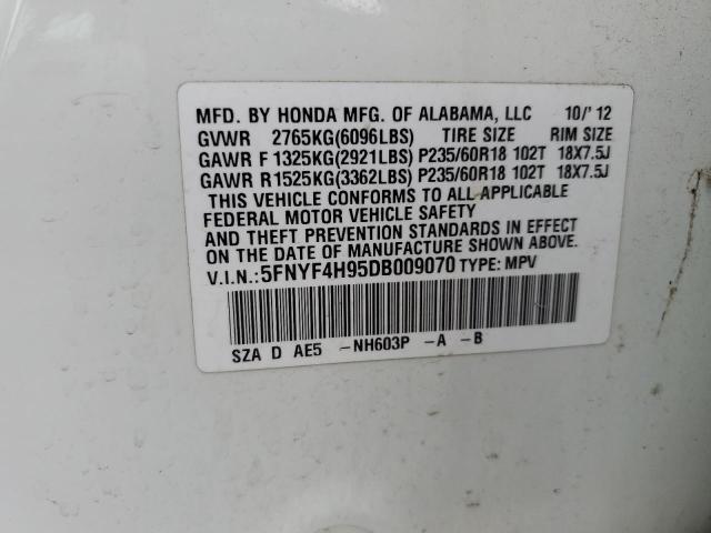 Photo 14 from auction – 2013 HONDA PILOT TOUR with VIN 5FNYF4H95DB009070