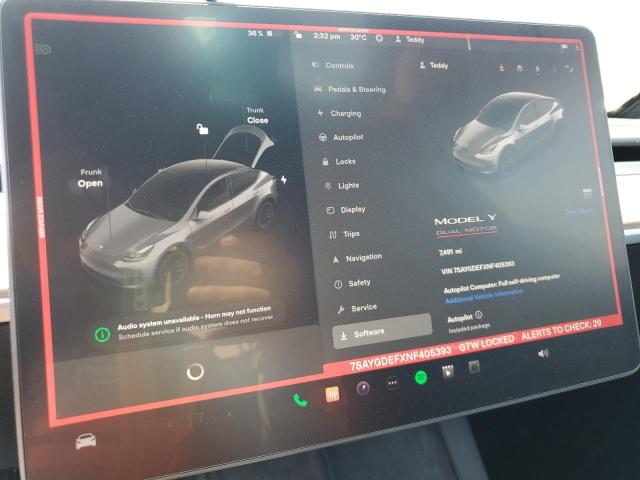 Photo 9 from auction – 2022 TESLA MODEL Y with VIN 7SAYGDEFXNF405393