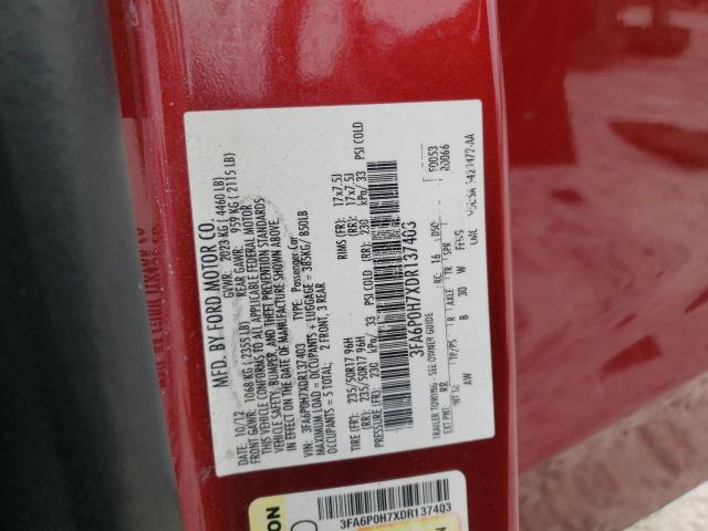 Photo 14 from auction – 2013 FORD FUSION SE with VIN 3FA6P0H7XDR137403