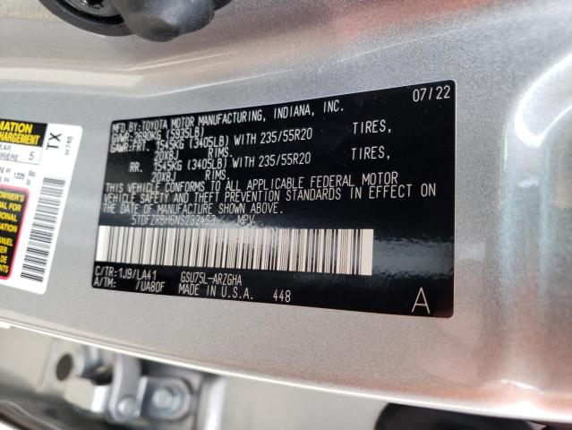 Photo 14 from auction – 2022 TOYOTA HIGHLANDER with VIN 5TDFZRBH6NS232453