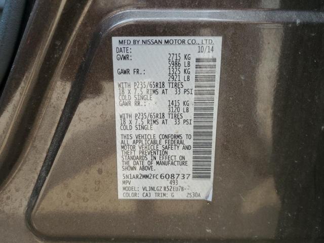 Photo 14 from auction – 2015 NISSAN PATHFINDER with VIN 5N1AR2MM2FC608737