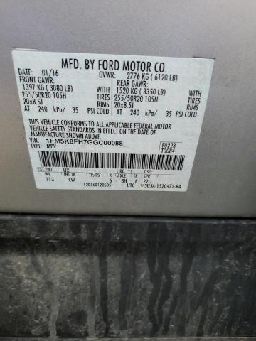 Photo 14 from auction – 2016 FORD EXPLORER L with VIN 1FM5K8FH7GGC00088